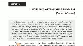 Hassans Attendance Problem class 12 explanation 1 Sudha Murty 2 plus 2 plus two XII pseb [upl. by Azaria]