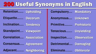 200 Useful Synonym Words in English  Build up Your English Vocabulary [upl. by Maynord623]