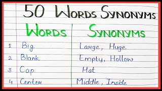 50 Synonyms words in english  what is synonyms of  English synonyms [upl. by Lizzy]