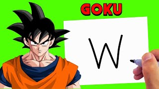 Goku from Drawing With letter W easy for beginners [upl. by Nikola862]