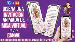 TUTORIAL COMPLETOCREA UNA INVITACIÓN ANIMADA DE MISA VIRTUAL DE HONRAS EN CANVA CON MY HERITAGE🕍🙏 [upl. by Yendroc]