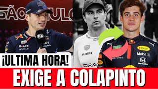 ¡CONFIRMADO MAX VERSTAPPEN EXIGE A RED BULL QUE FRANCO COLAPINTO SUSTITUYA A CHECO PÉREZ [upl. by Goulet]