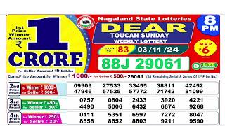 NAGALAND Lottery SAMBAD DEAR EVENING 8PM RESULT TODAY 03112024 STATE DEAR LOTTER [upl. by Giustino667]