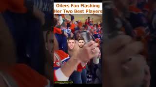 Oilers Fans Celebration Goes Viral Flashing Her Two Best Players [upl. by Ettezyl]