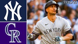 New York Yankees  Colorado Rockies  Game Highlights  71523 [upl. by Engvall]