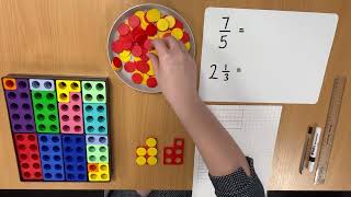 Year 5  Converting from improper fractions to mixed numbers vice versa  Numicon and Bar Models [upl. by Rogergcam]