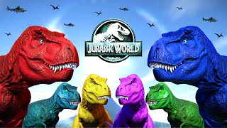 Dinosaur TRex vs Brachiosaurus Colors vs Spiderman IRex Dinosaurs Fighting Jurassic World Evolution [upl. by Lyndel]