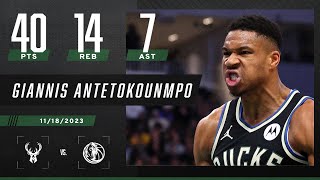 Giannis 40 PIECE 👀 Leads Bucks to win vs Mavericks  NBA on ESPN [upl. by Nylitsirk]