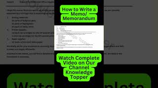 How to Write Memo or Memorandum in English  Business Communication shorts memo knowledgetopper [upl. by Ahearn]