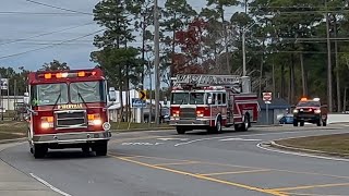 FULL HOUSE D’Iberville Engine 1 Ladder 1 Command 20 Responding Q2B W Airhorns [upl. by Aryek]