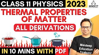 Thermal Properties of matter Class 11 Physics all Derivations  Relation between alpha beta gamma [upl. by Yenffit]