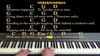 Brown Eyed Girl Van Morrison Piano Cover Lesson in G with ChordsLyrics [upl. by Ruomyes]