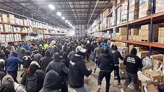 It Begins Migrant Thieves Raid NYC Warehouse [upl. by Harbert]