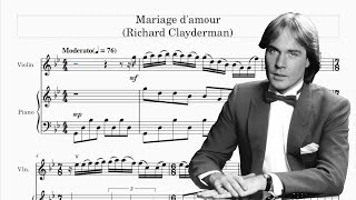 Mariage DAmour Wedding Of Love  Richard Clayderman Violin Piano  sheet tutorial Score [upl. by Adelaja]