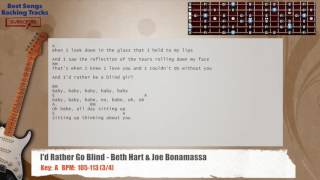 🎸 Id Rather Go Blind  Beth Hart amp Joe Bonamassa Guitar Backing Track with chords and lyrics [upl. by Ytirev813]