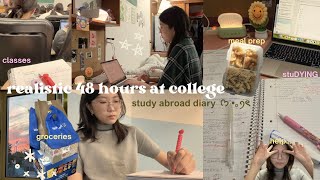 realistic 48 hours at college  introvert uni diary ᡣ𐭩 studying classes groceries meal prep labs [upl. by Erehs]