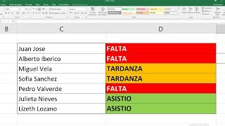 Como poner color en celdas dependiendo del texto en Excel Formato condicional 2019 [upl. by Alanah]