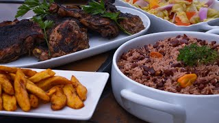 Motivational Cook With Me Rice And Peas With Jerk Chicken and Sautéed Vegetables Family Dinner [upl. by Ader146]