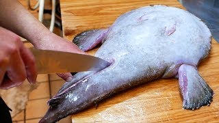 Japanese Street Food  MONKFISH ANGLER FISH Sashimi Okinawa Seafood Japan [upl. by Atilegna464]