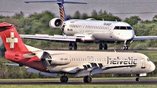 Helvetic Fokker 100 amp Eurowings CRJ900 Landing at Manchester  MAN Plane Spotting [upl. by Hoshi]