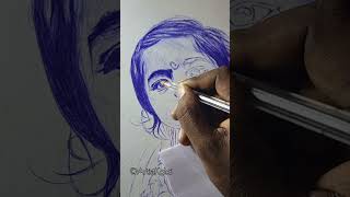 Ballpoint pen Drawing Portrait artistkalai art shorts [upl. by Yelreveb]