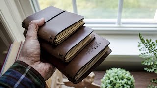 DIY  Make 3 Midori Style Leather Notebook Covers FREE PDF PATTERN [upl. by Guy]