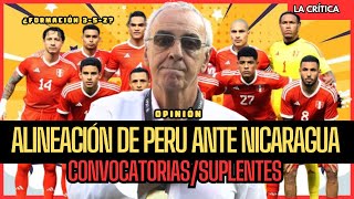 ALINEACIÓN DE PERU ANTE NICARAGUA CONVOCATORIASSUPLENTES [upl. by Wilmer]