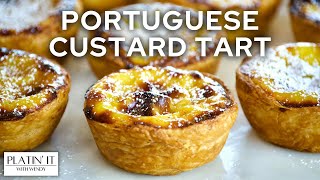 Portuguese Custard Tarts  Pastéis de Nata  Pastel de Nata  Baked Favourites [upl. by Ahsropal994]