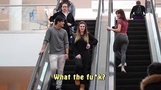 YouTube HAND TOUCHING ON ESCALATOR PRANK IN LAS VEGAS  PART 1 [upl. by Anircam]