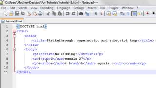 HTML Tutorial  8 Superscript and Subscript Tags [upl. by Riker647]