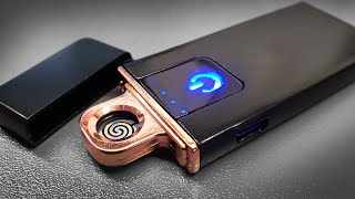 Smart Fingerprint Sensor Flameless Windproof Lighter Unboxing  USB rechargeable lighter [upl. by Yelyab983]