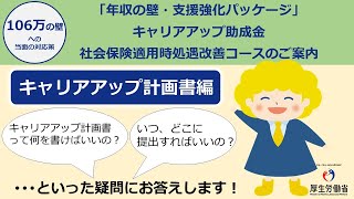 「年収の壁・支援強化パッケージ」キャリアアップ助成金 社会保険適用時処遇改善コースのご案内～キャリアアップ計画書編～ [upl. by Einobe413]