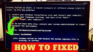 FixWindows Failed To Load Because The System Registry File Is Missing Or Corrupt Status 0xc00000e9 [upl. by Merfe]