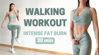 30 MIN WALKING CARDIO WORKOUT  Intense Full Body Fat Burn at Home  Emi [upl. by Valtin944]