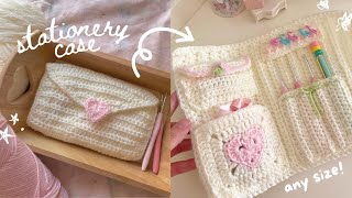 how to crochet a cute stationery case ANY size  beginnerfriendly tutorial [upl. by Alyda]