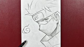 How to draw Kakashi Hatake stepbystep  Drawing anime [upl. by Ynaffital]