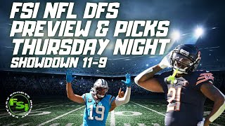 NFL DFS Showdown Preview Show  Thursday Night Football  Panthers and Bears  DraftKings Picks [upl. by Anelegna]