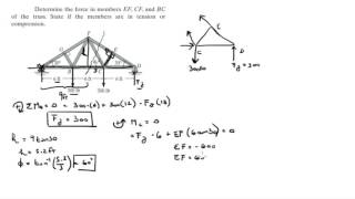 Determine the force in members EF CF and BC of the truss [upl. by Rez]