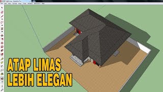 Teknik Membuat Atap Limas  Jurai pada Rumah di SketchUp  Tutorial SketchUp [upl. by Nneb]