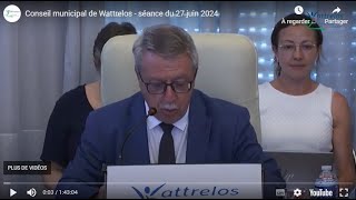 Conseil municipal de Wattrelos  séance du 27 juin 2024 [upl. by Llednyl]