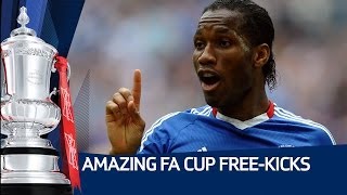 AMAZING FA CUP FREEKICKS Featuring Gazza Drogba Baines Pearce Oscar and more [upl. by Ahtnams283]