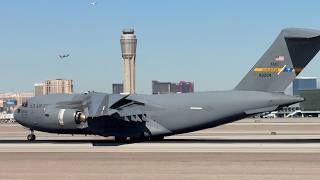 US Air Force C17 Globemaster III lands at Las Vegas  088204 [upl. by Filomena]