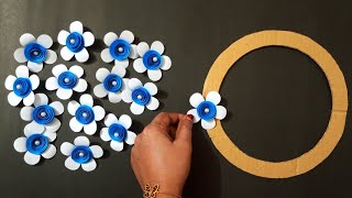 2 Wall Hanging Craft Ideas With Paper Flowers  Paper Crafts Easy Flower Wall Hanging [upl. by Enaira]