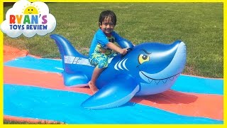 Water Slide for Kids with Giant Shark H2O Go Inflatable Toys [upl. by Arbba]