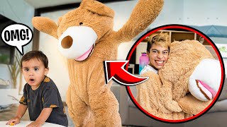 Giant TEDDY BEAR PRANK on BABY MILAN UNEXPECTED REACTION  The Royalty Family [upl. by Nov660]