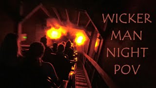 Wicker Man Rollercoaster POV at night Alton Towers Scarefest [upl. by Eisdnyl]