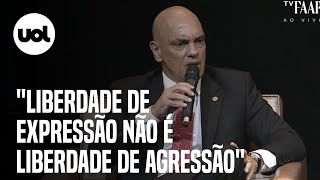 Moraes critica ataque à democracia liberdade de expressão não é liberdade de agressão [upl. by Ethel]