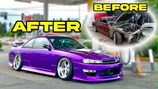 Rebuilding a DESTROYED Nissan s14 in 20 minutes Amazing Transformation [upl. by Ahswat]