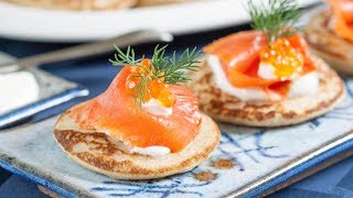 How to Make Blinis Russian Blinis Recipe  Buckwheat Blini Recipe with Smoked Salmon [upl. by Huber]