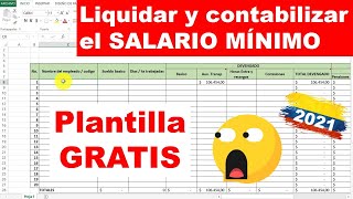 Como Liquidar el SALARIO MINIMO 2021 en COLOMBIA con Excel plantilla gratis [upl. by Georgeta702]